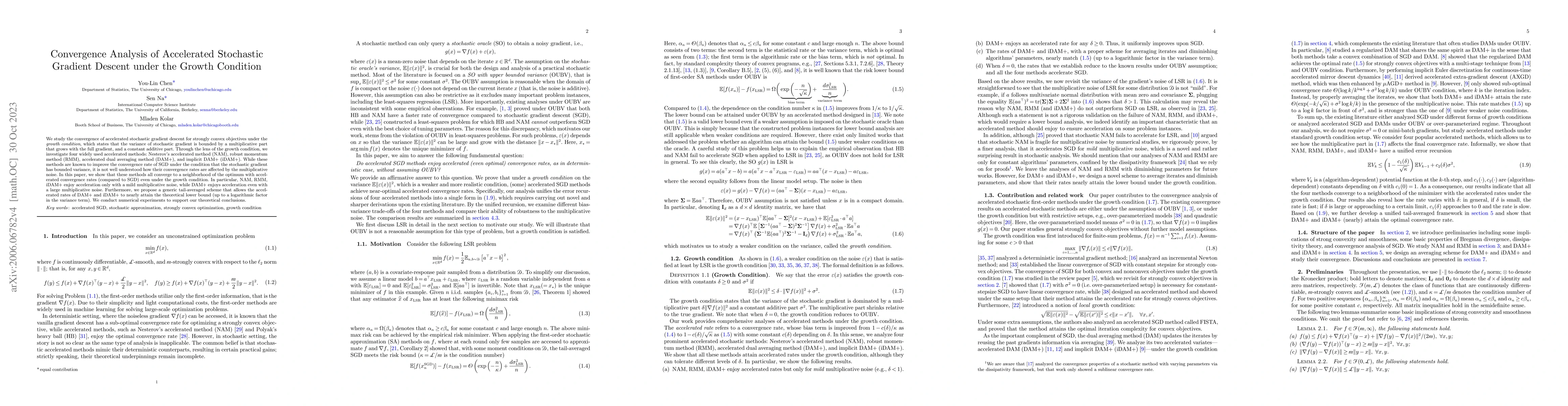 Thumbnail for Convergence Analysis of Accelerated Stochastic Gradient Descent under
  the Growth Condition