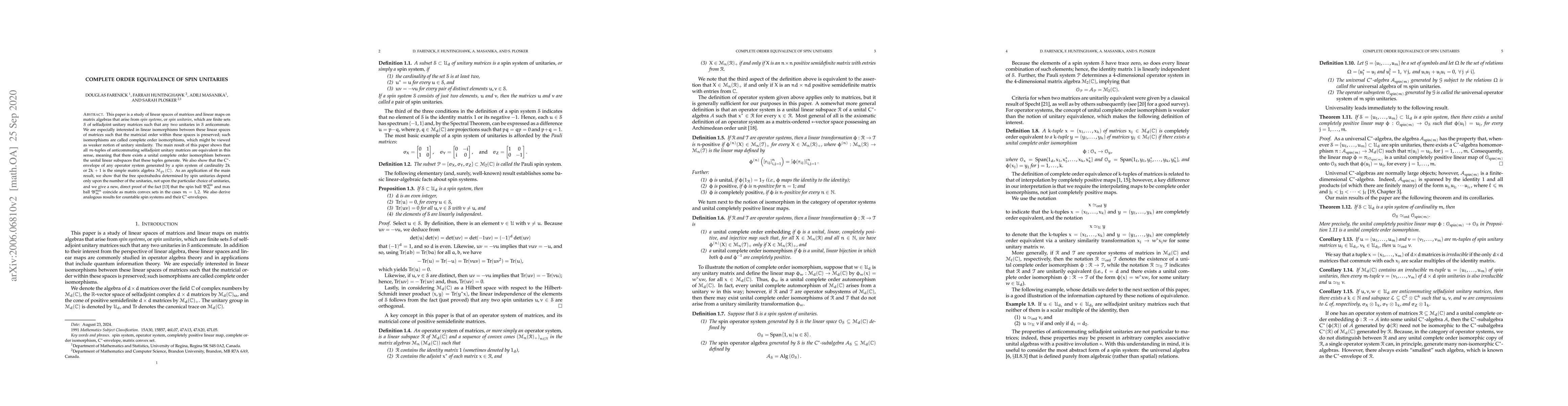 Thumbnail for Complete Order Equivalence of Spin Unitaries