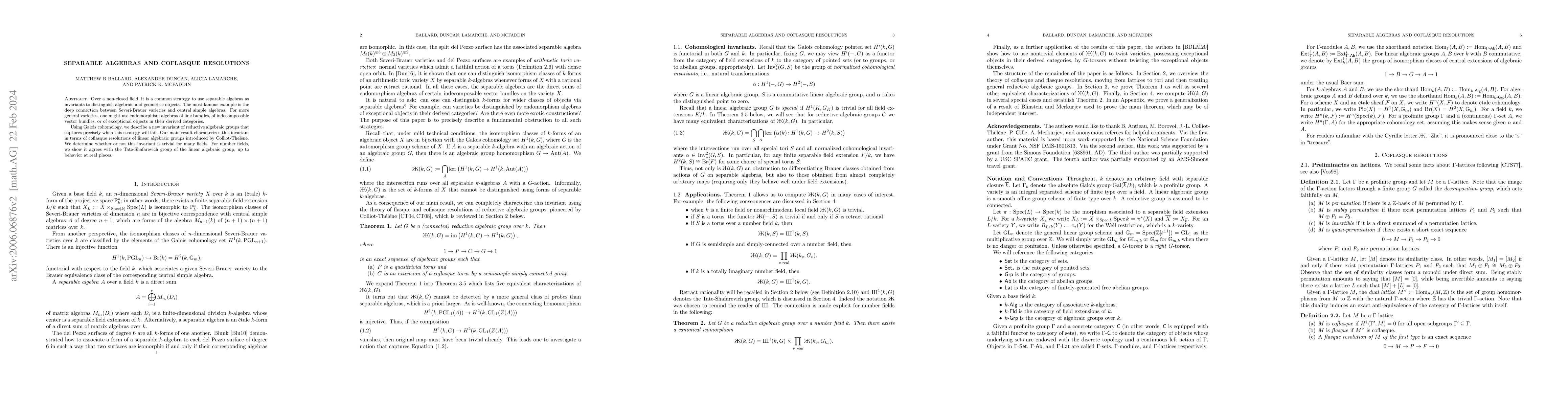 Thumbnail for Separable algebras and coflasque resolutions