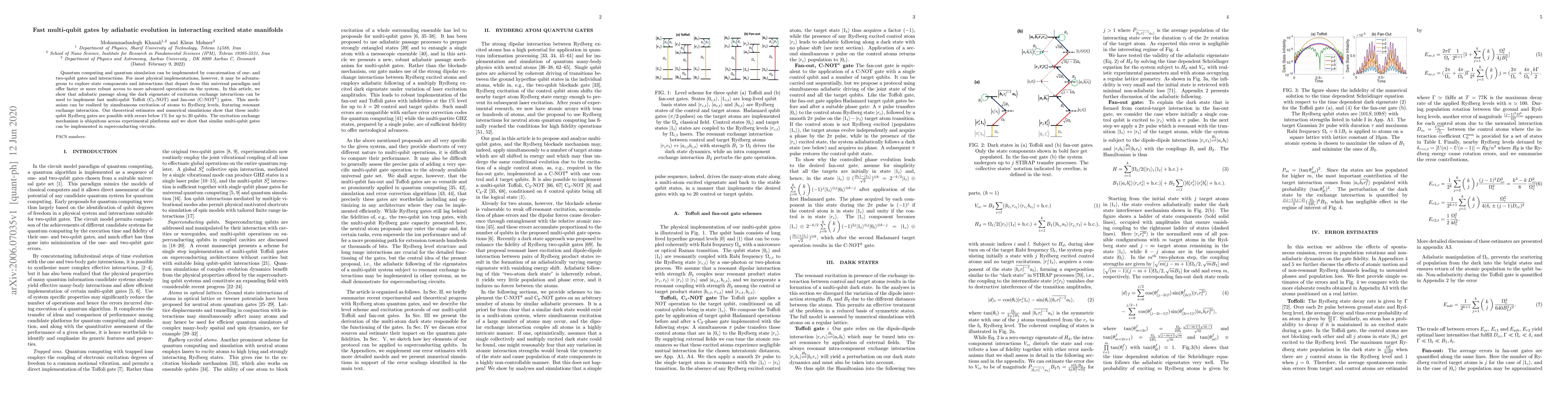 Thumbnail for Fast multi-qubit gates by adiabatic evolution in interacting excited
  state manifolds