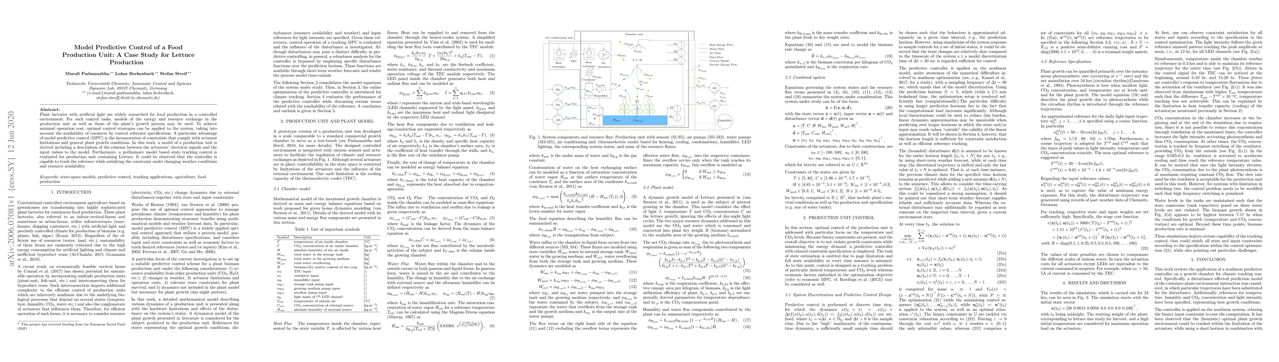 Thumbnail for Model Predictive Control of a Food Production Unit: A Case Study for
  Lettuce Production