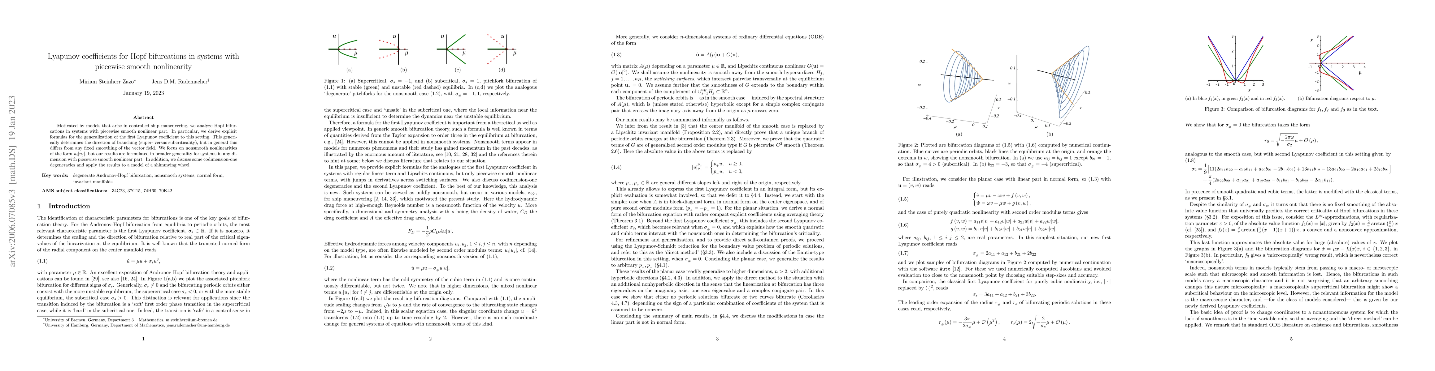Thumbnail for Lyapunov coefficients for Hopf bifurcations in systems with piecewise
  smooth nonlinearity