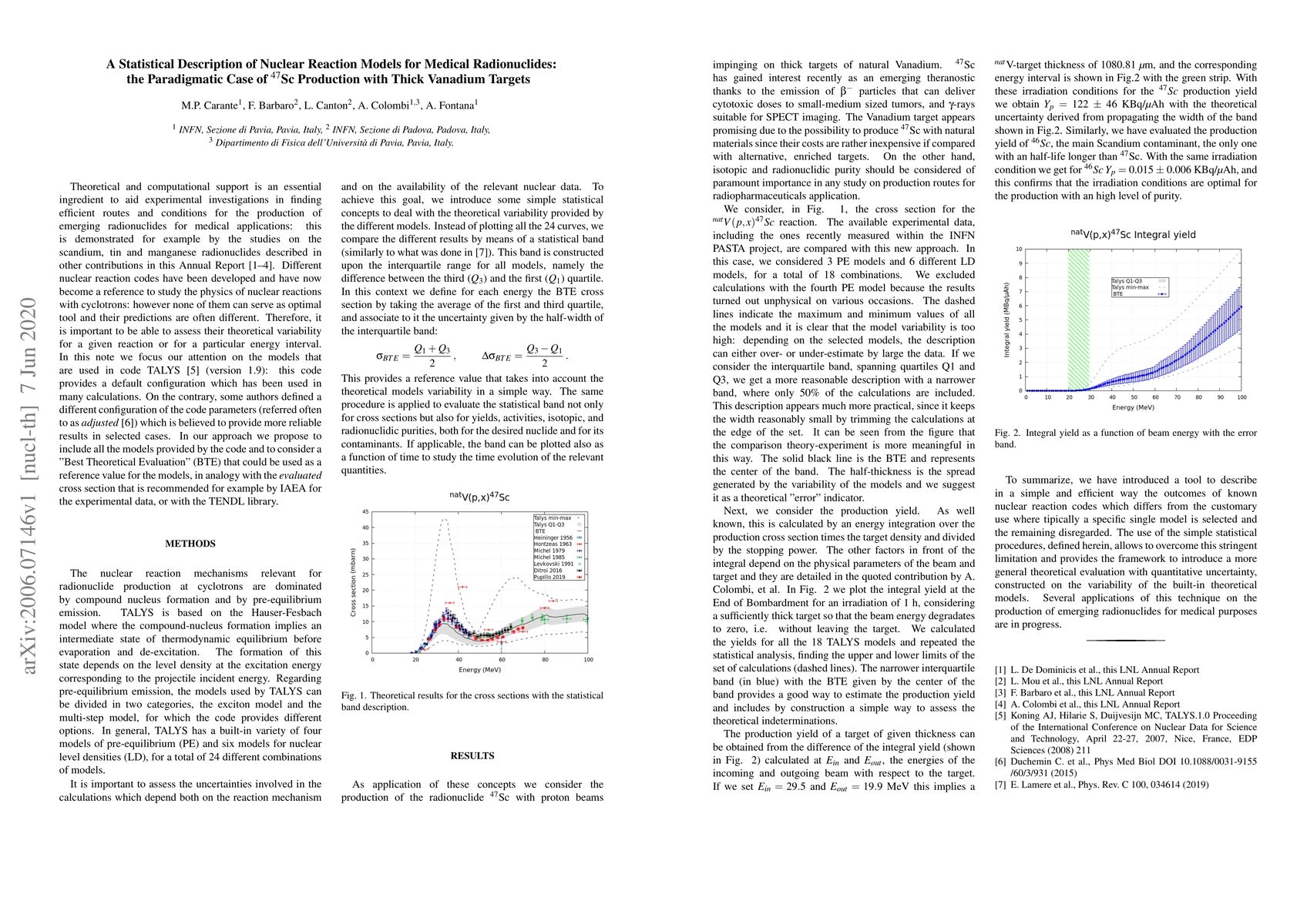 Thumbnail for A Statistical Description of Nuclear Reaction Models for Medical
  Radionuclides: the Paradigmatic Case of $^{47}$Sc Production with Thick
  Vanadium Targets