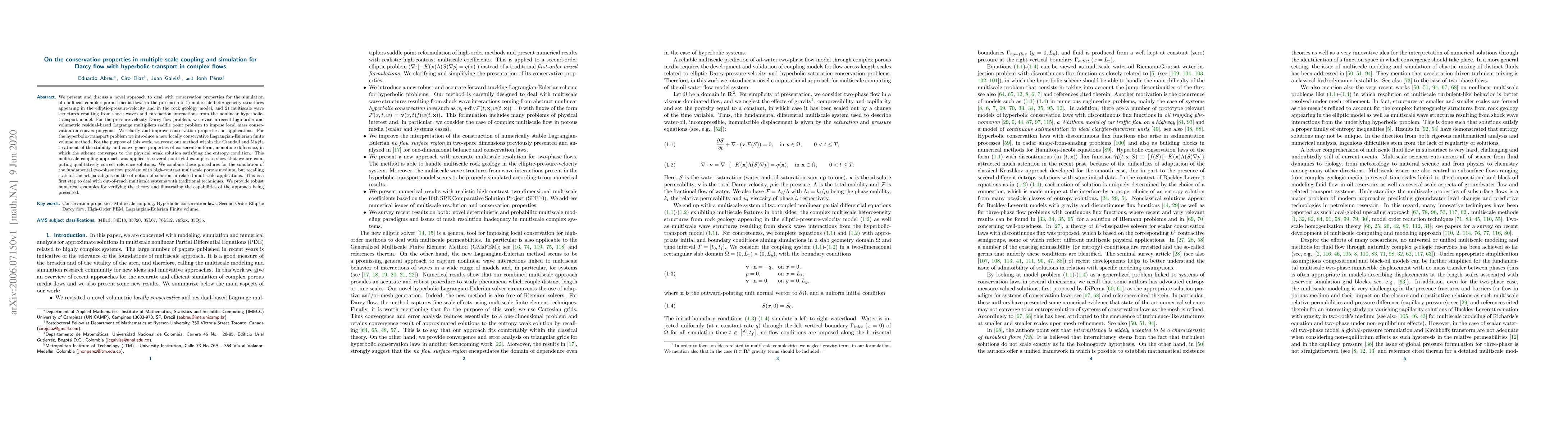 Thumbnail for On the conservation properties in multiple scale coupling and simulation
  for Darcy flow with hyperbolic-transport in complex flows