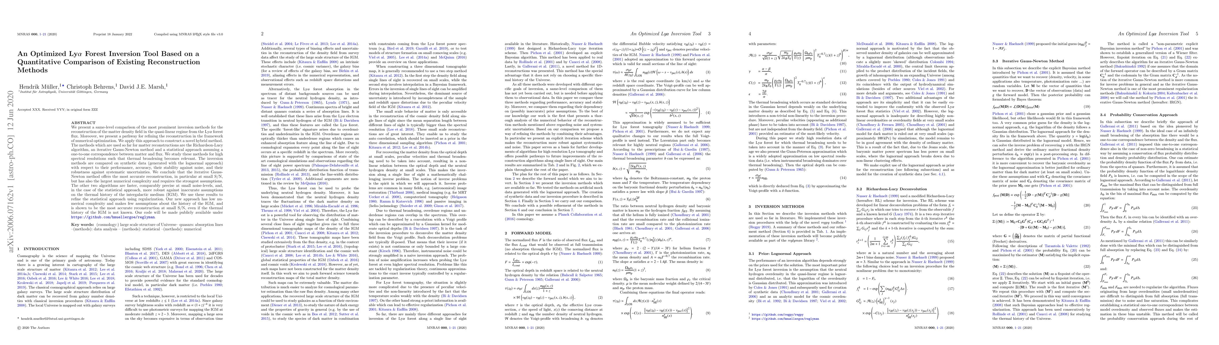 Thumbnail for An Optimized Ly$\alpha$ Forest Inversion Tool Based on a Quantitative
  Comparison of Existing Reconstruction Methods