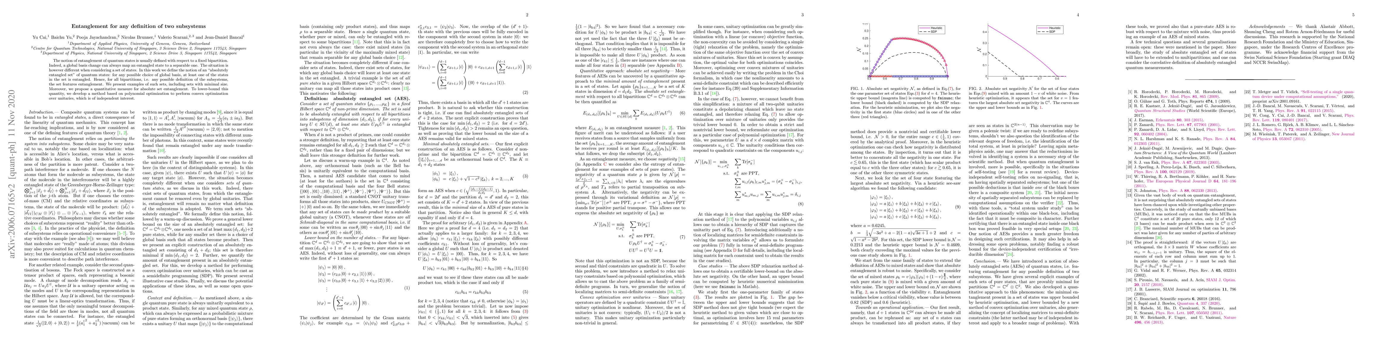 Thumbnail for Entanglement for any definition of two subsystems