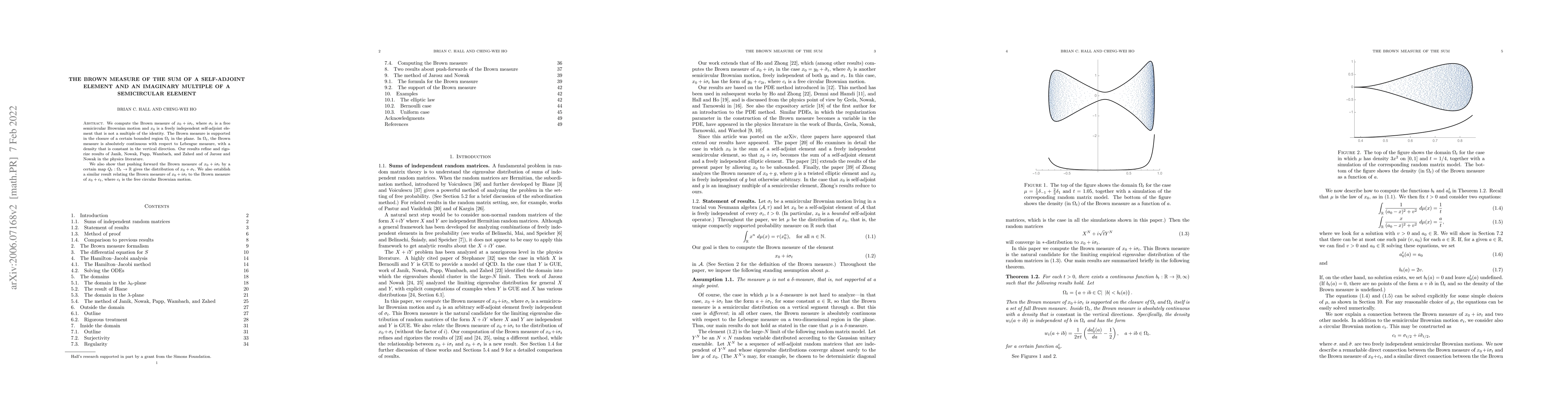 Thumbnail for The Brown measure of the sum of a self-adjoint element and an imaginary
  multiple of a semicircular element
