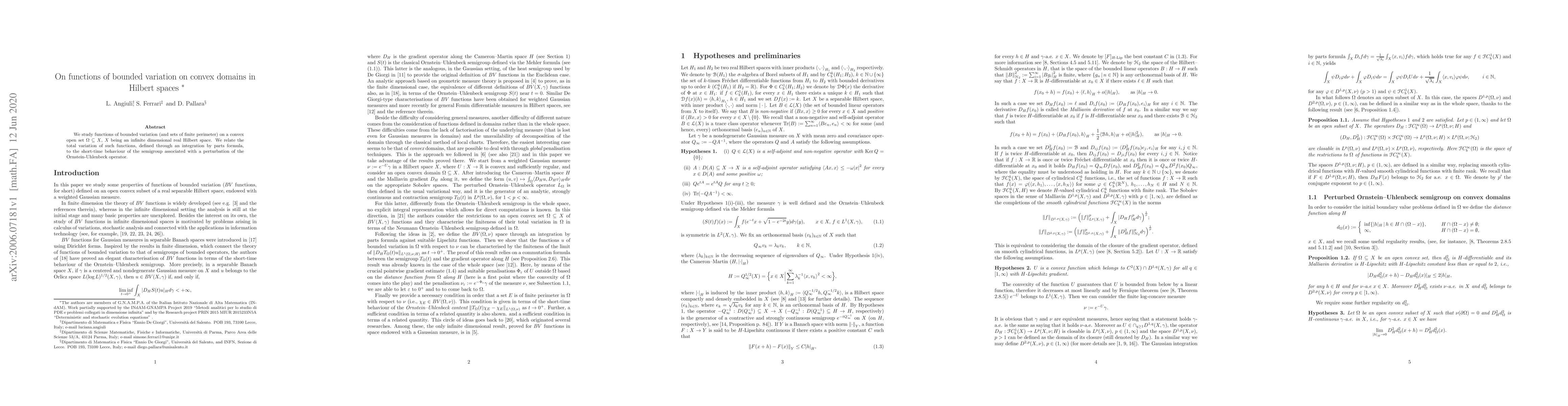 Thumbnail for On functions of bounded variation on convex domains in Hilbert spaces