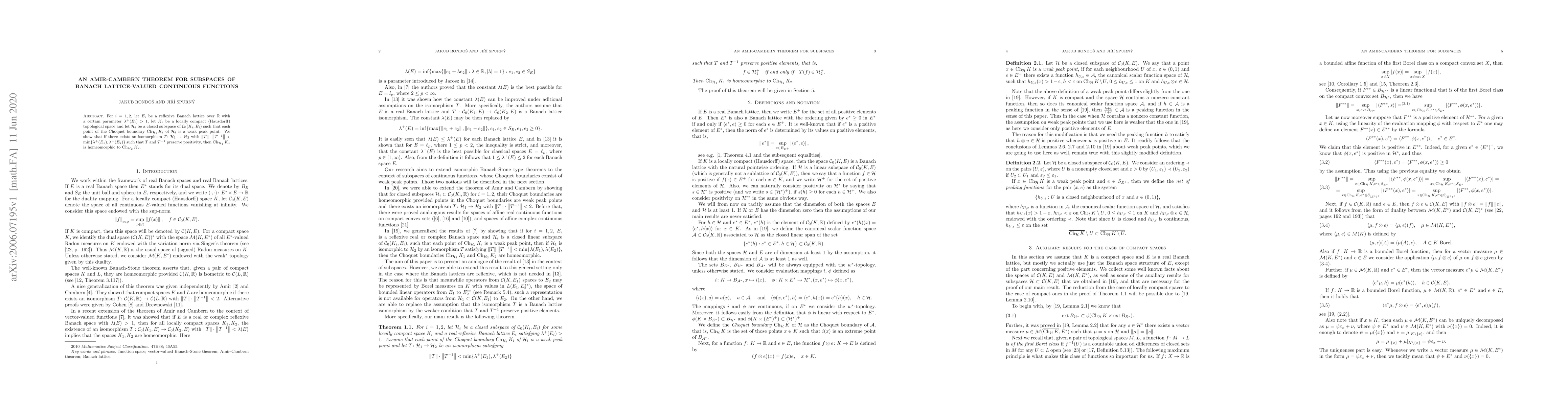 Thumbnail for An Amir-Cambern theorem for subspaces of Banach lattice-valued
  continuous functions