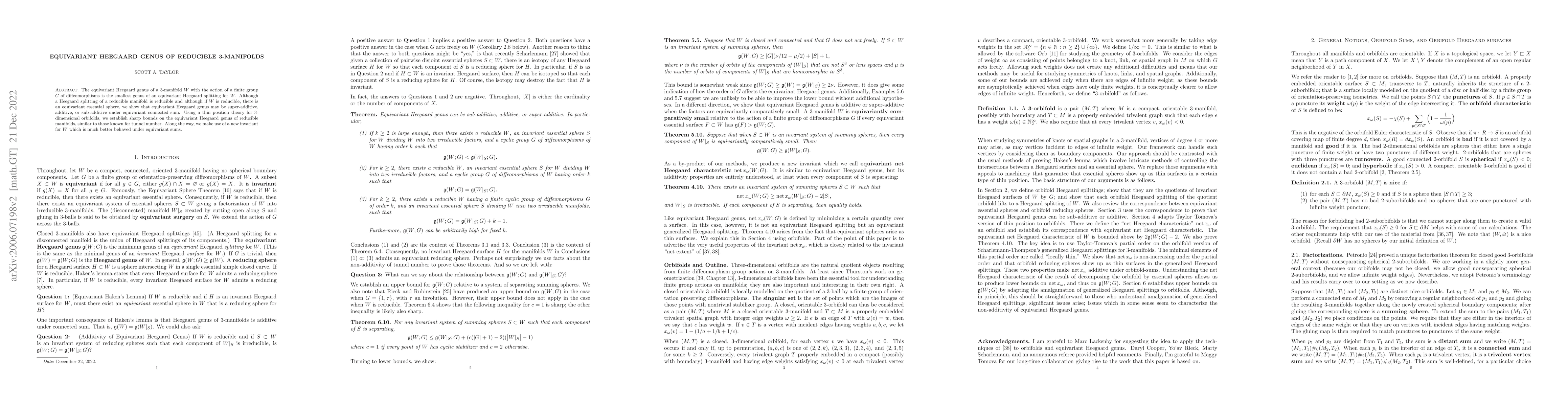 Thumbnail for Equivariant Heegaard genus of reducible 3-manifolds