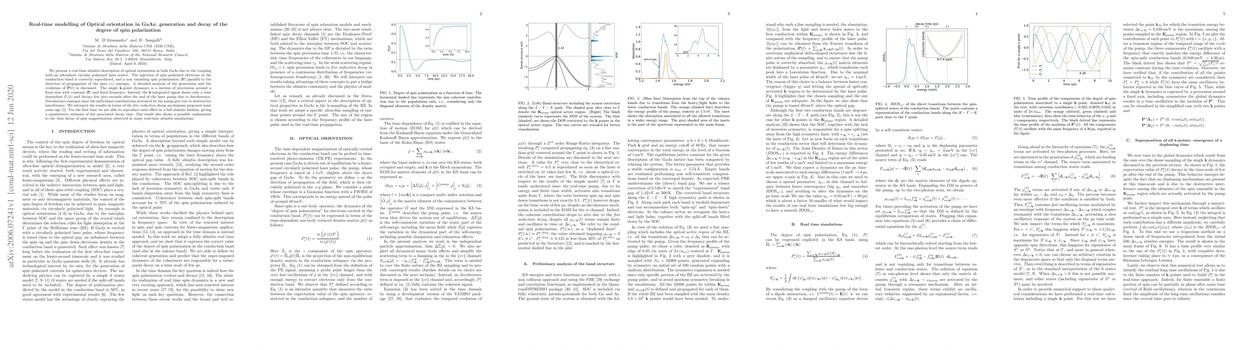 Thumbnail for Real-time modelling of Optical orientation in GaAs: generation and decay
  of the degree of spin polarization