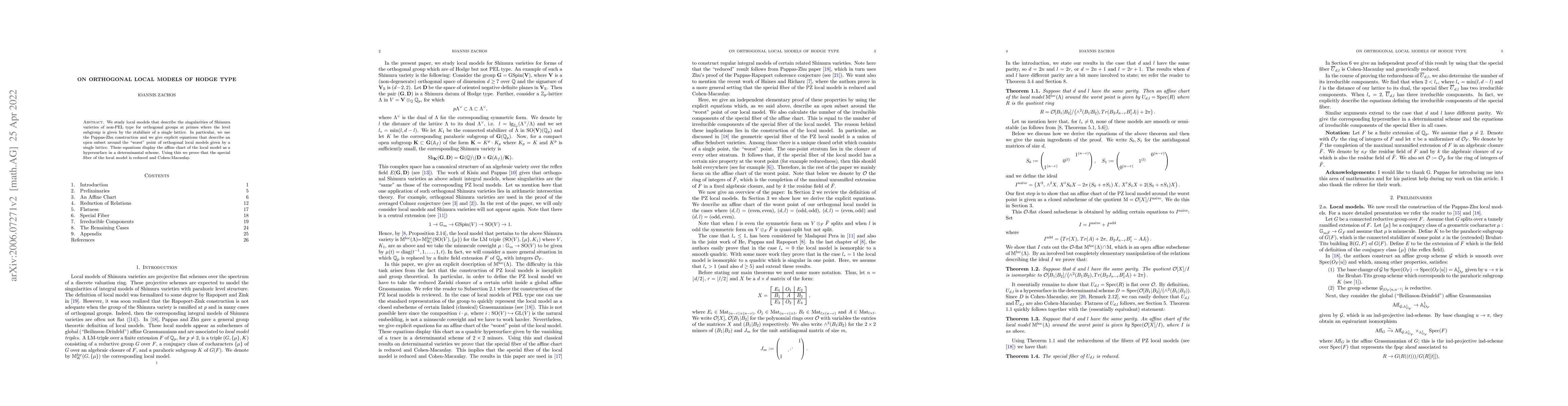 Thumbnail for On orthogonal local models of Hodge type