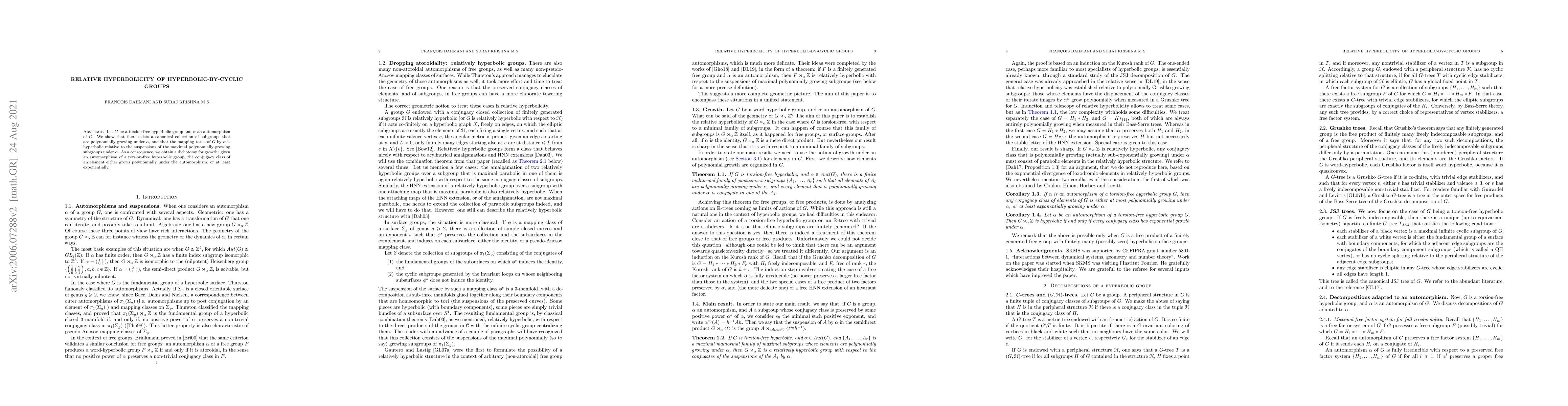 Thumbnail for Relative hyperbolicity of hyperbolic-by-cyclic groups