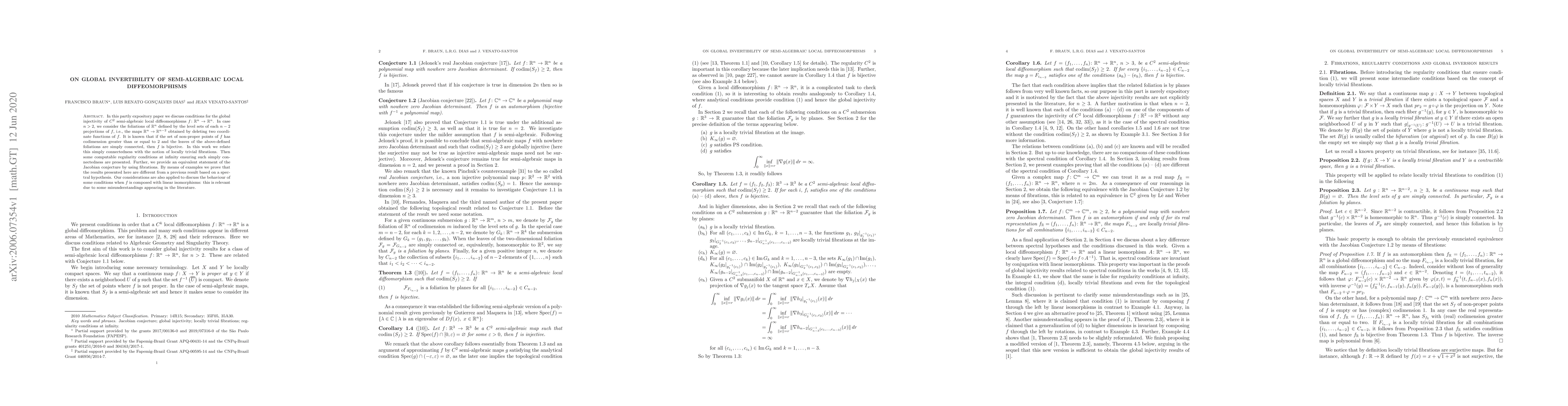 Thumbnail for On global invertibility of semi-algebraic local diffeomorphisms