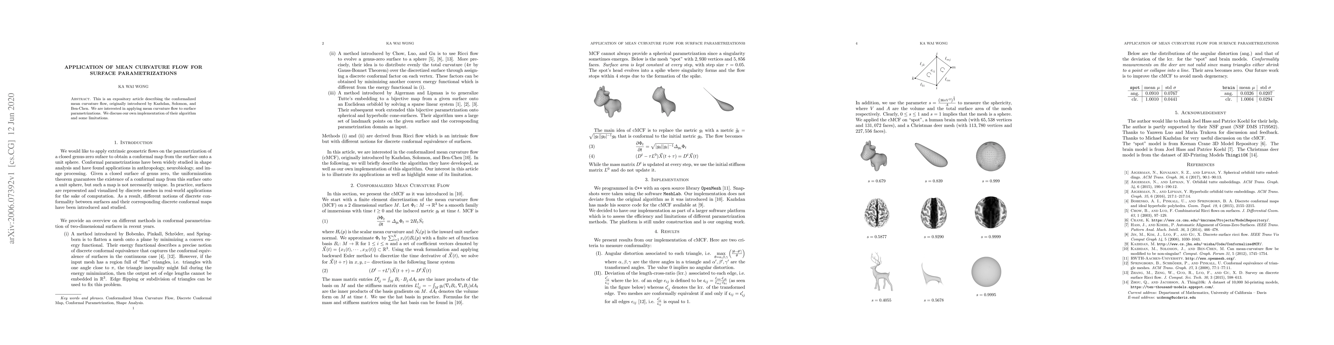 Thumbnail for Application of Mean Curvature Flow for Surface Parametrizations