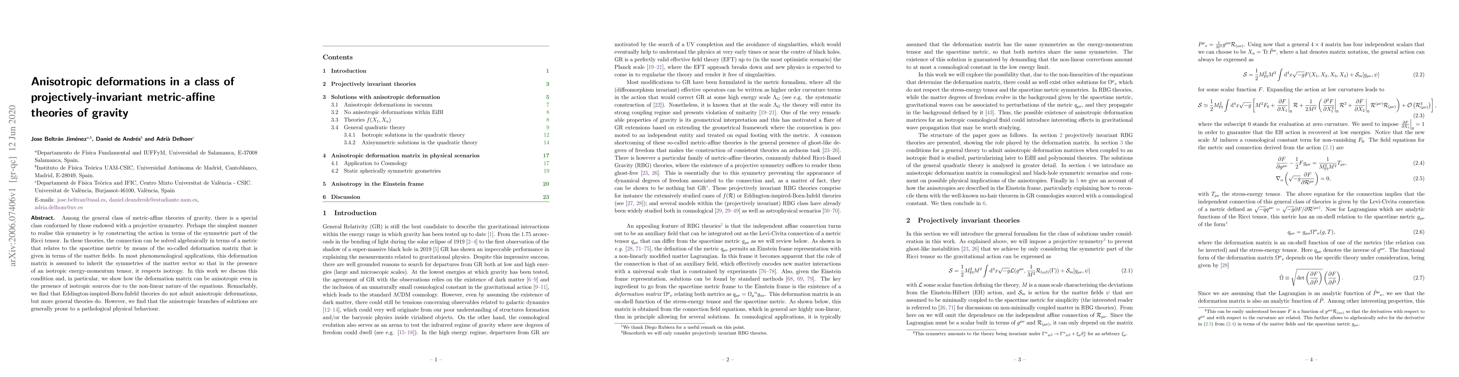Thumbnail for Anisotropic deformations in a class of projectively-invariant
  metric-affine theories of gravity