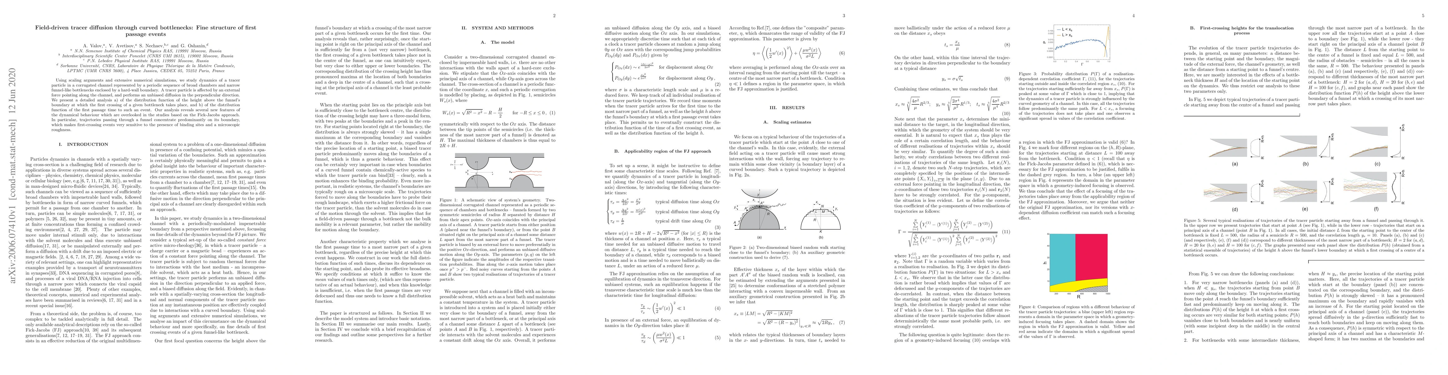 Thumbnail for Field-driven tracer diffusion through curved bottlenecks: Fine structure
  of first passage events