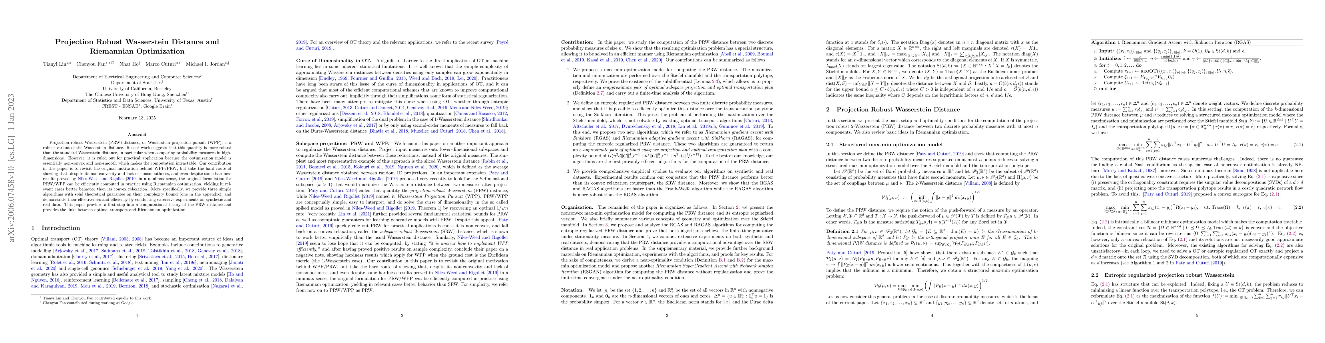 Thumbnail for Projection Robust Wasserstein Distance and Riemannian Optimization