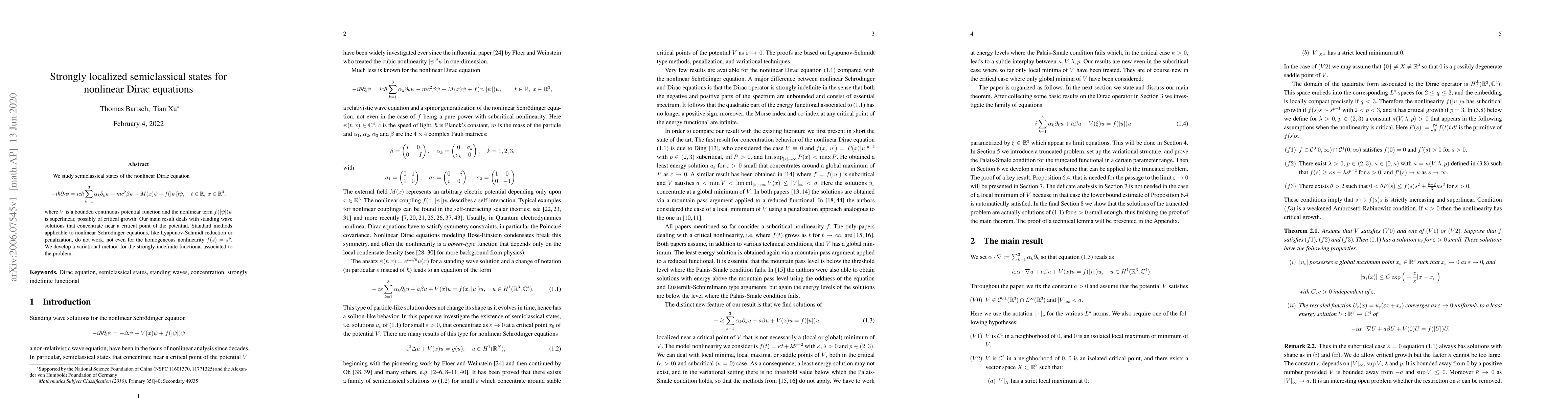 Thumbnail for Strongly localized semiclassical states for nonlinear Dirac equations
