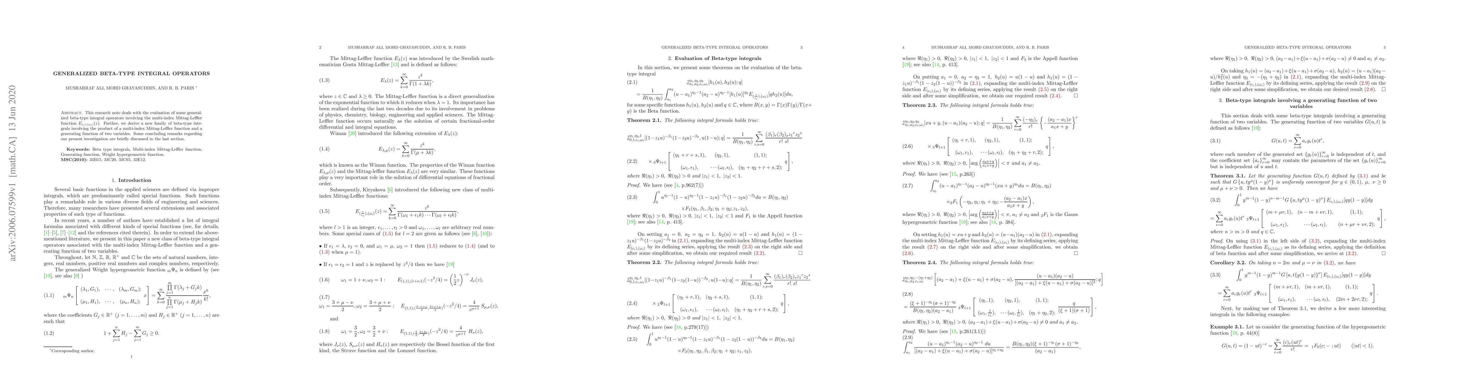 Thumbnail for Generalized Beta-type integral operators