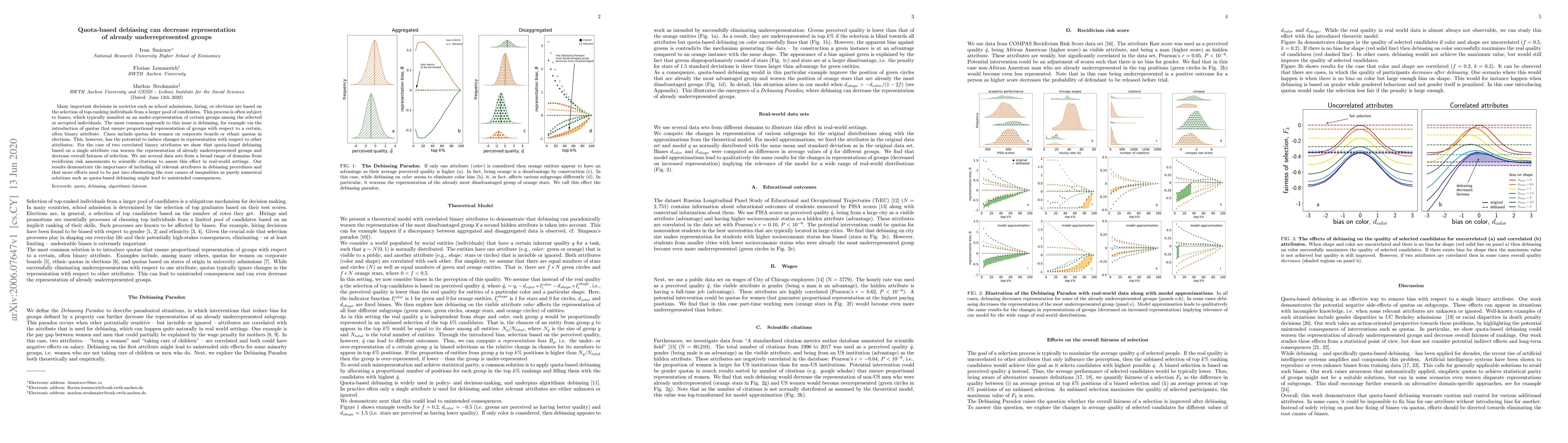 Thumbnail for Quota-based debiasing can decrease representation of already
  underrepresented groups