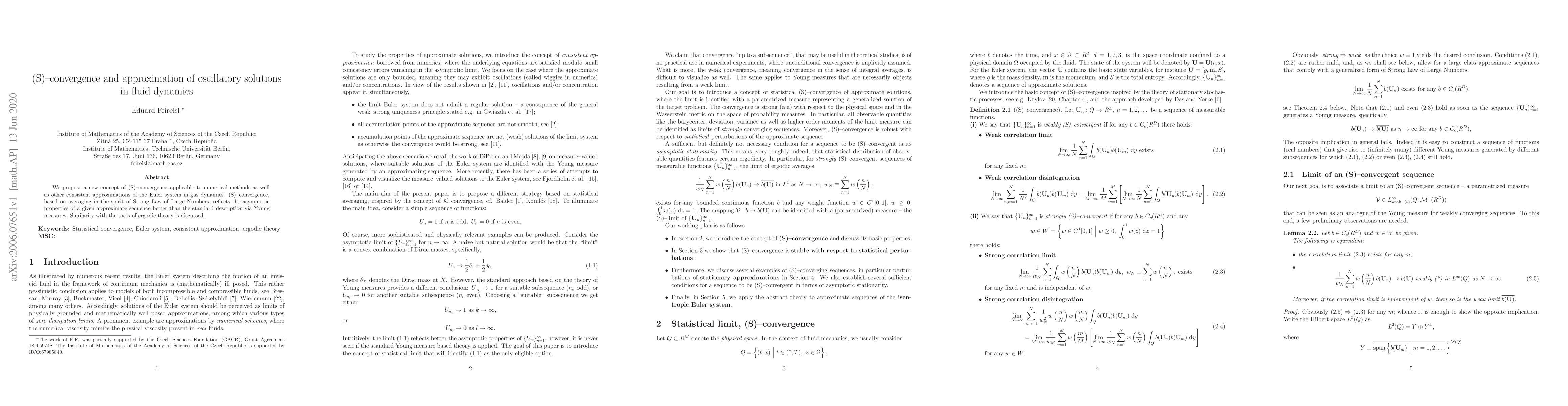 Thumbnail for (S)-convergence and approximation of oscillatory solutions in fluid
  dynamics