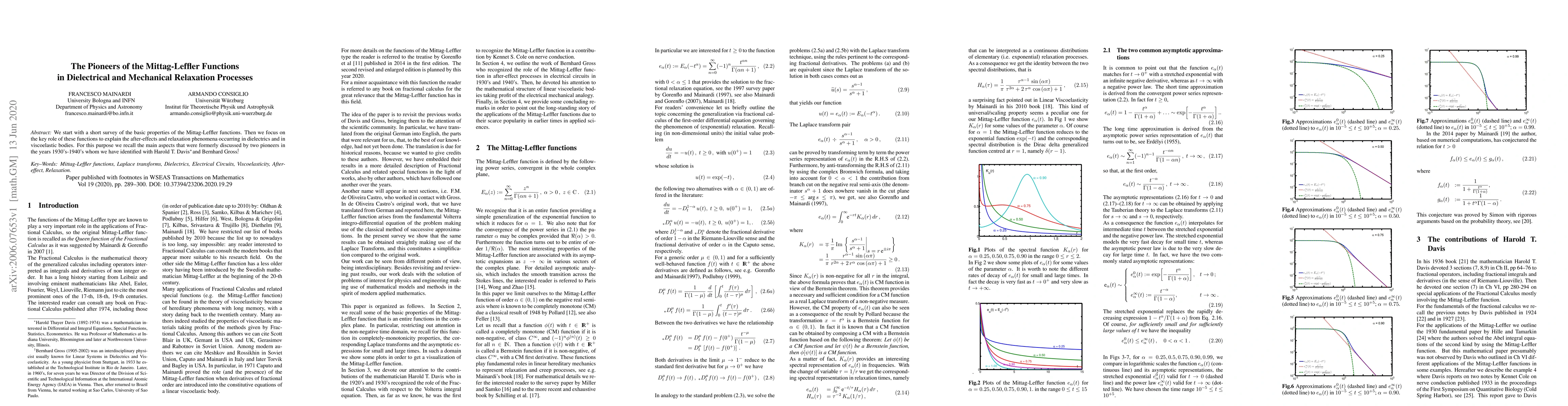 Thumbnail for The Pioneers of the Mittag-Leffler Functions in Dielectrical and
  Mechanical Relaxation Processes