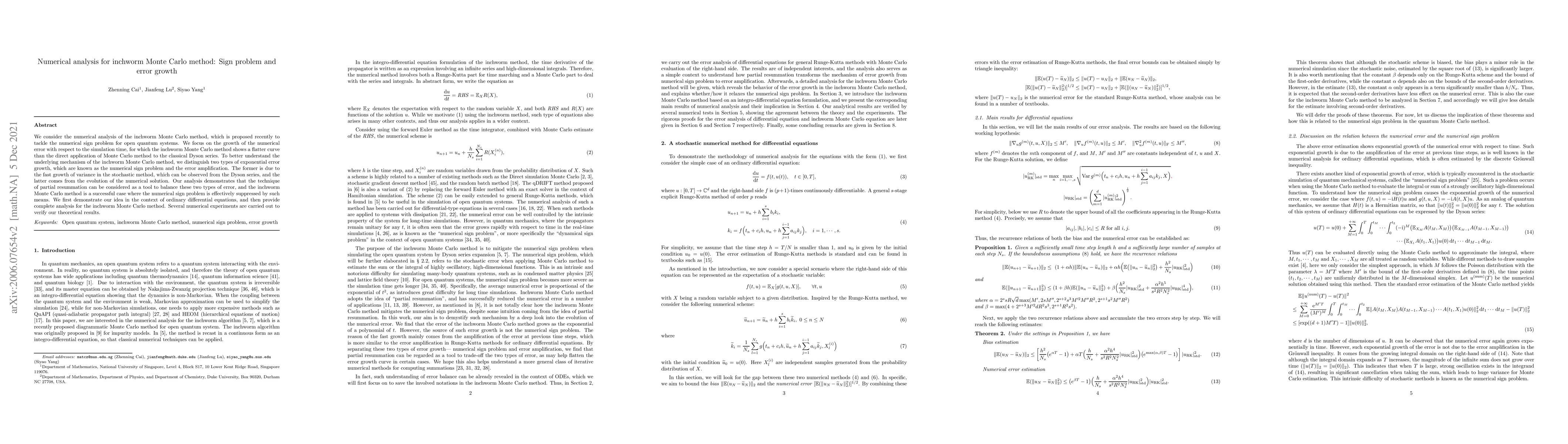 Thumbnail for Numerical analysis for inchworm Monte Carlo method: Sign problem and
  error growth