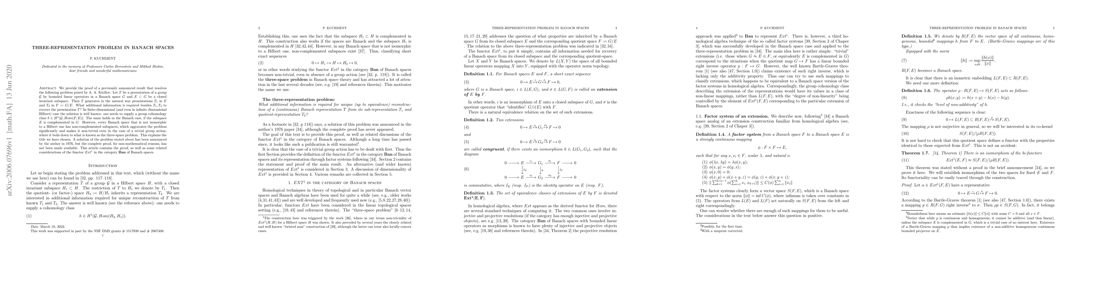 Thumbnail for Three-representation problem