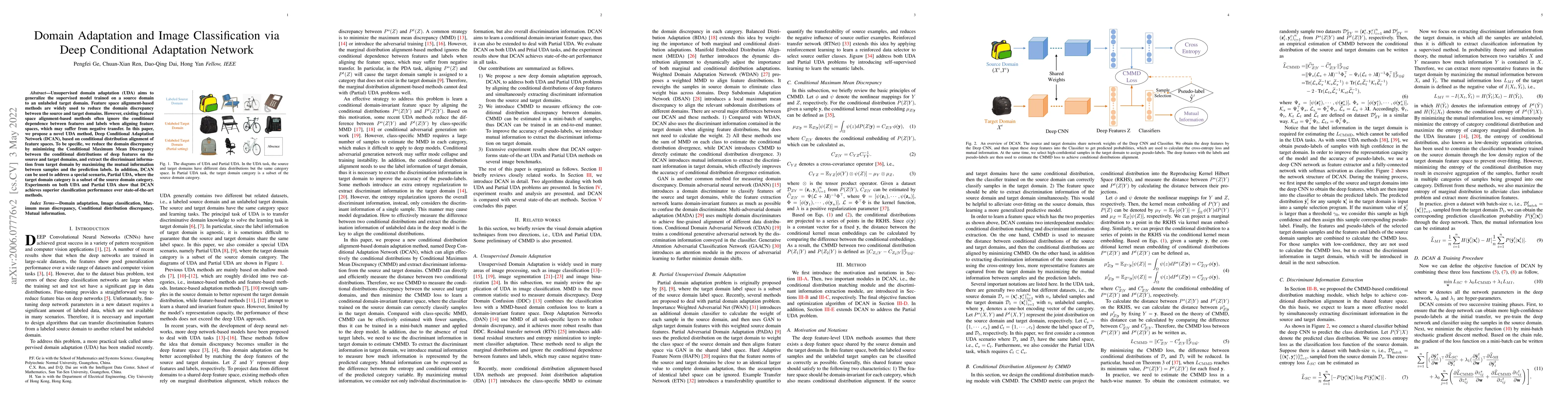 Thumbnail for Domain Adaptation and Image Classification via Deep Conditional
  Adaptation Network