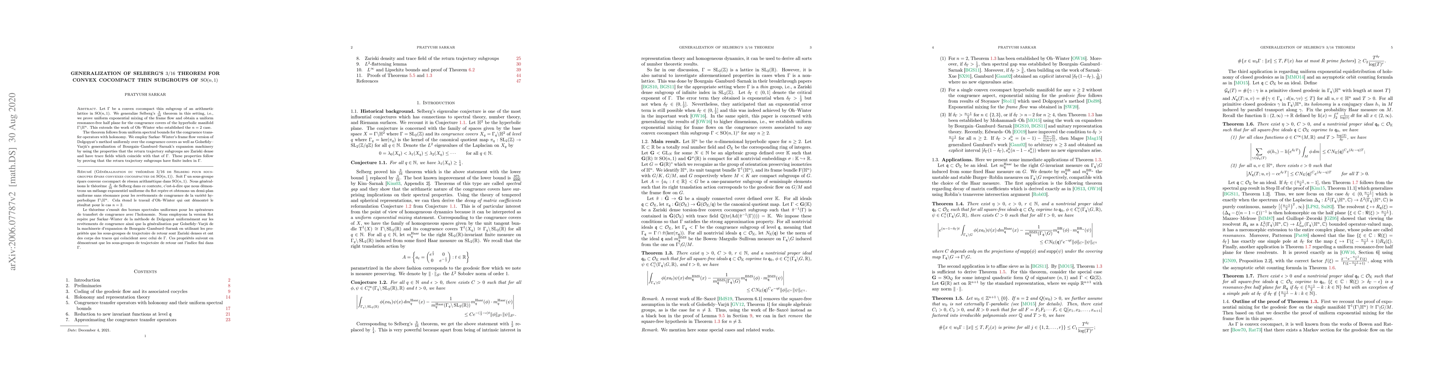 Thumbnail for Generalization of Selberg's $3/16$ theorem for convex cocompact thin
  subgroups of $\operatorname{SO}(n, 1)$