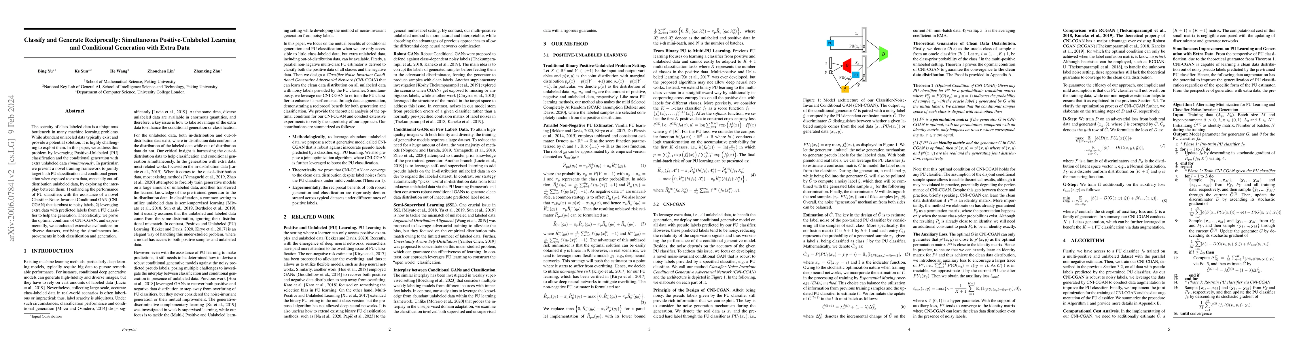 Thumbnail for Classify and Generate Reciprocally: Simultaneous Positive-Unlabelled
  Learning and Conditional Generation with Extra Data