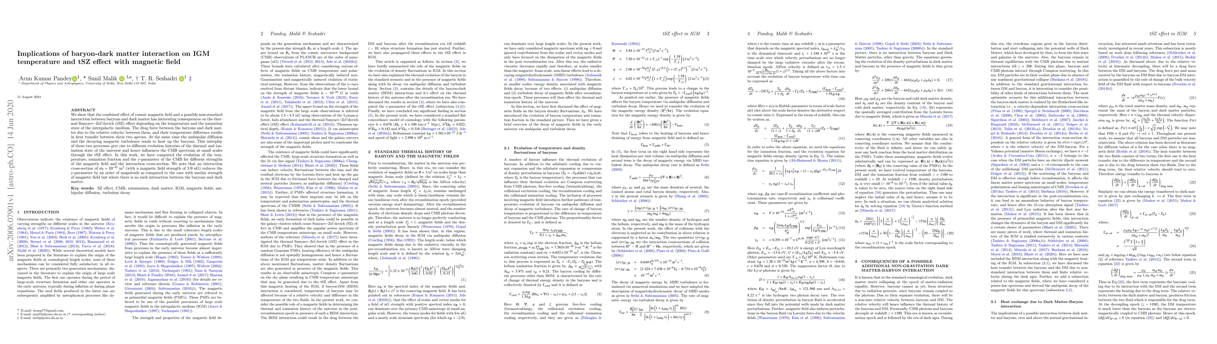 Thumbnail for Implications of baryon-dark matter interaction on IGM temperature and
  tSZ effect with magnetic field