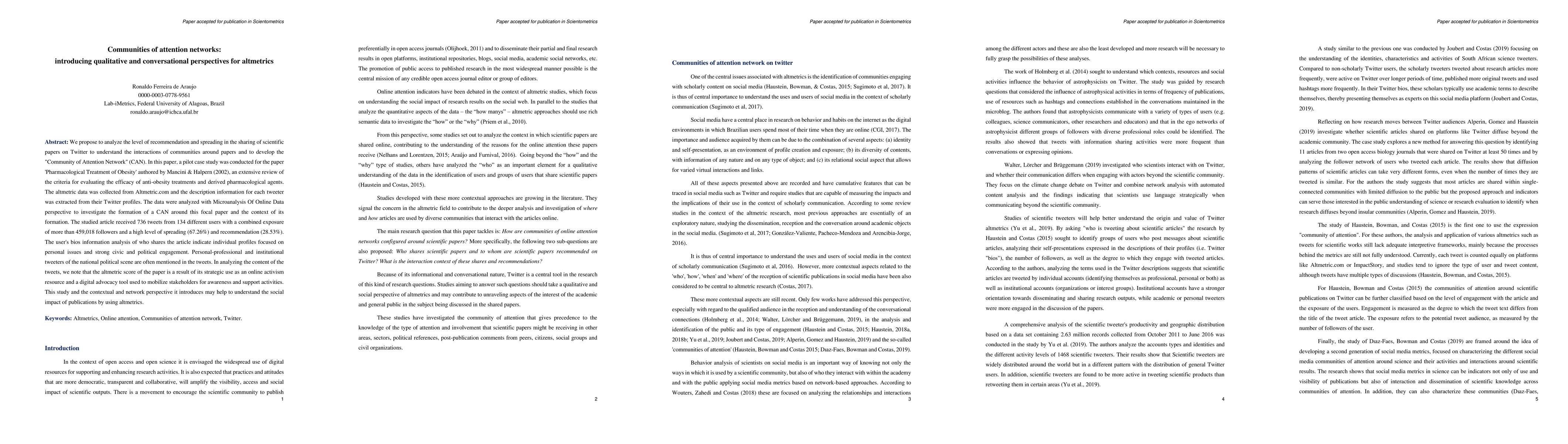 Thumbnail for Communities of attention networks: introducing qualitative and
  conversational perspectives for altmetrics