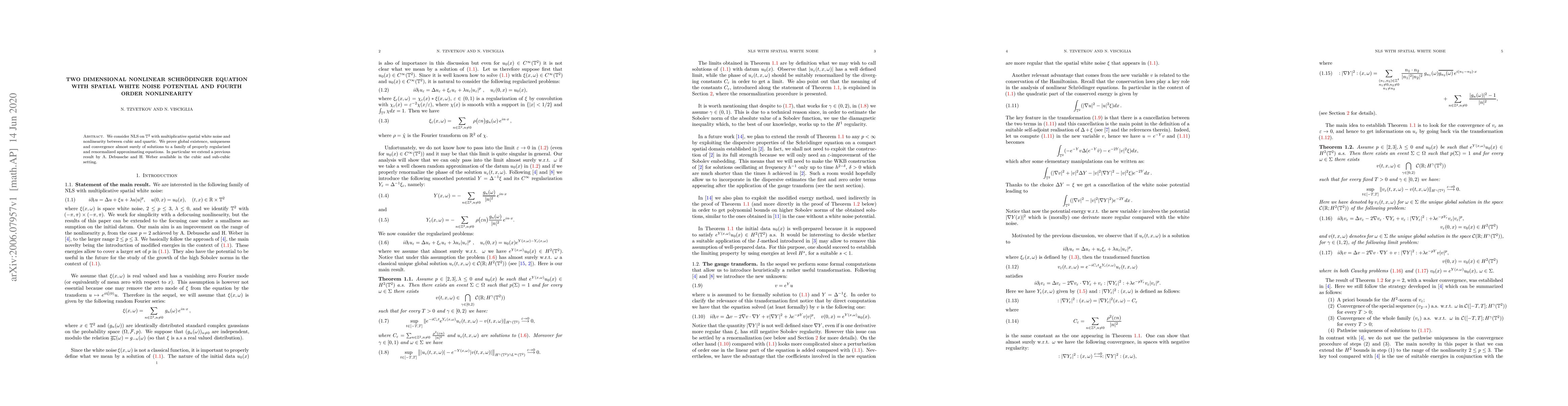 Thumbnail for Two dimensional nonlinear Schr\"odinger equation with spatial white
  noise potential and fourth order nonlinearity