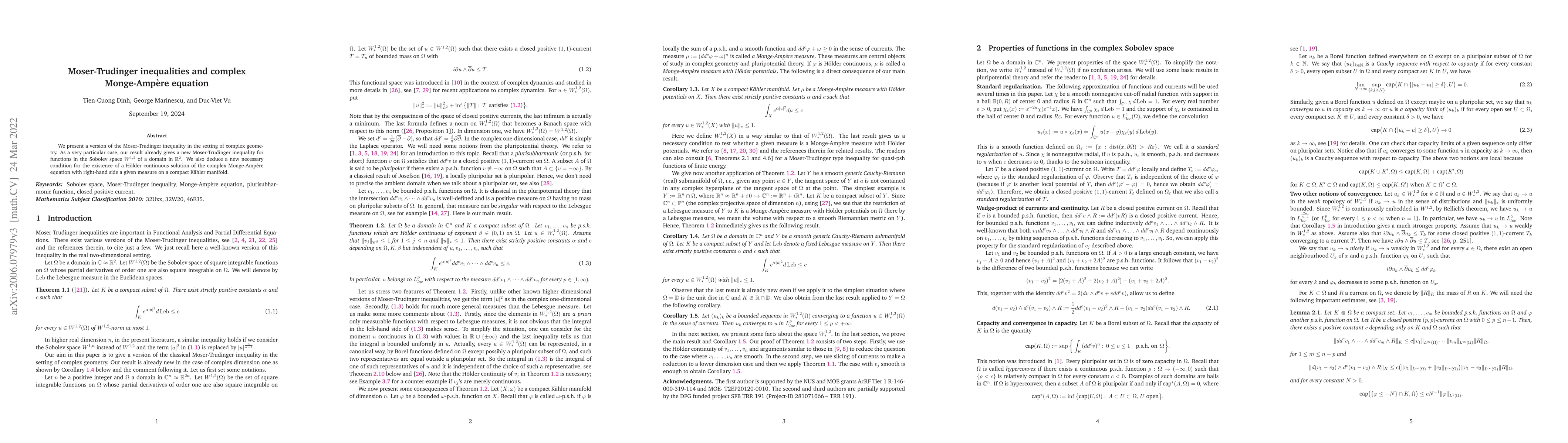 Thumbnail for Moser-Trudinger inequalities and complex Monge-Ampere equation