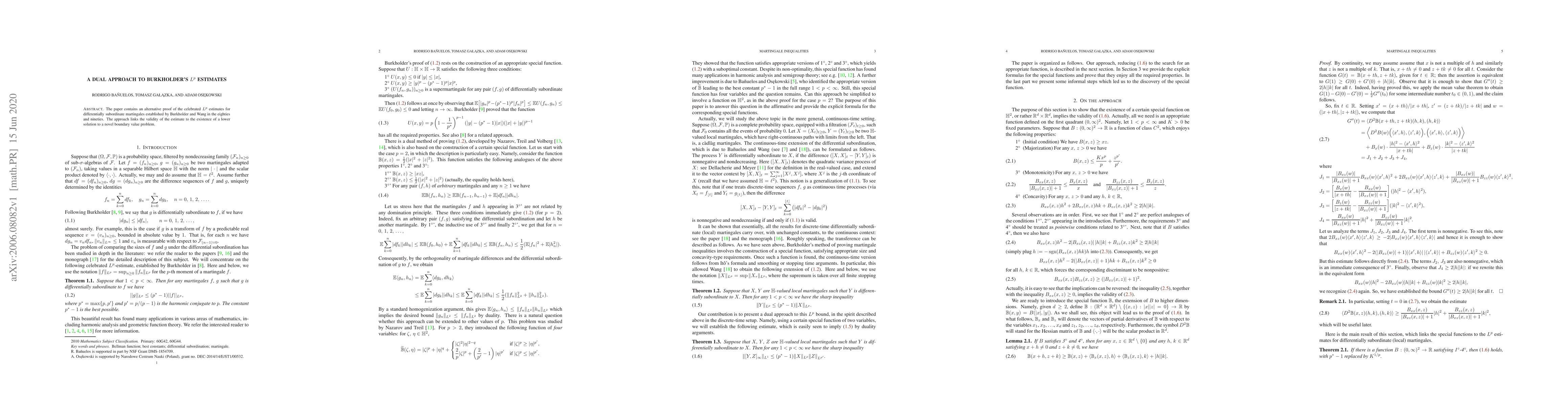 Thumbnail for A dual approach to Burkholder's $L^p$ estimates