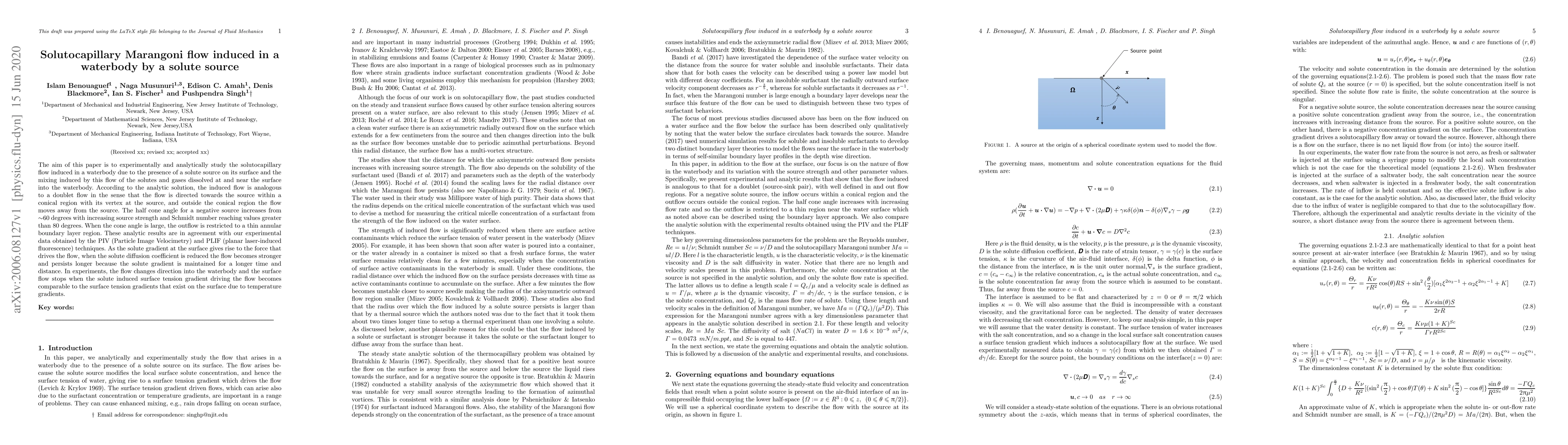 Thumbnail for "Solutocapillary Marangoni flow induced in waterbody by solute source"