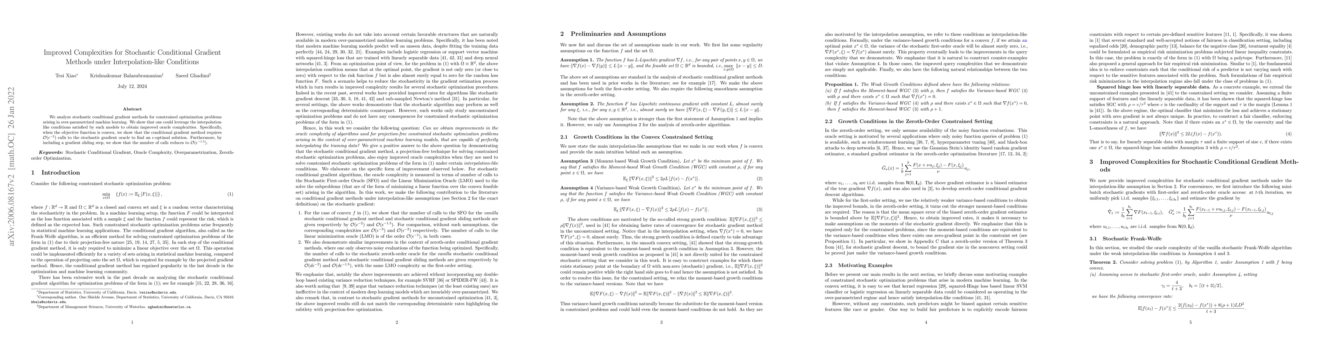 Thumbnail for Improved Complexities for Stochastic Conditional Gradient Methods under
  Interpolation-like Conditions