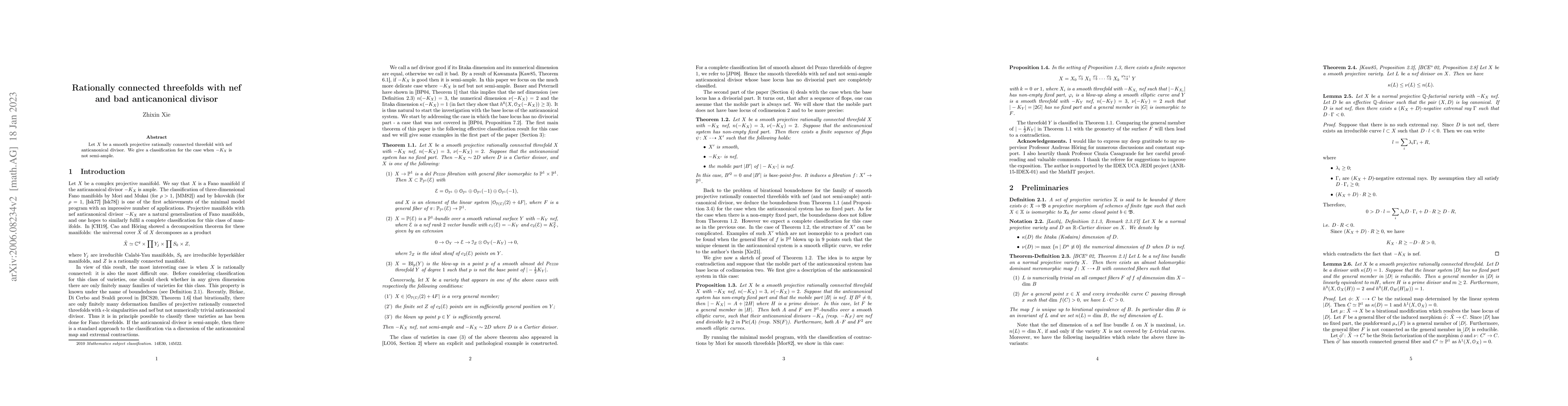 Thumbnail for Rationally connected threefolds with nef and bad anticanonical divisor
