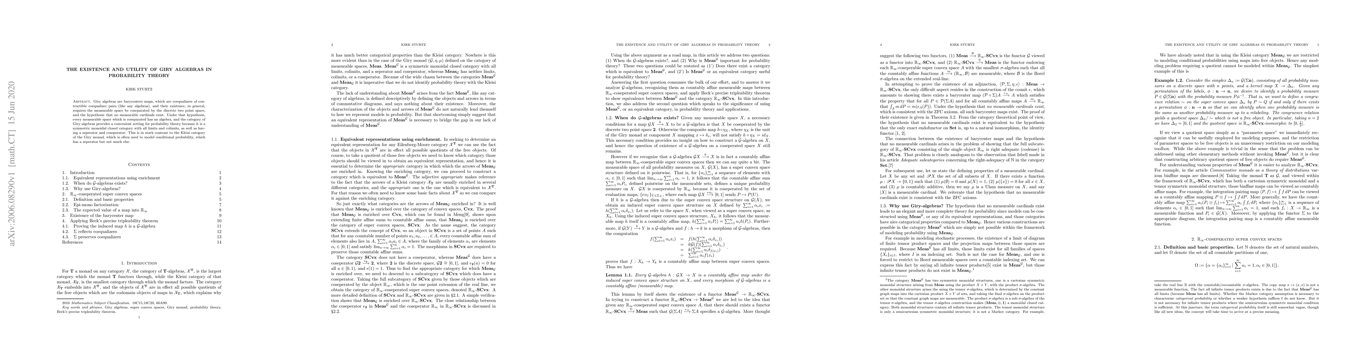 Thumbnail for The existence and utility of Giry algebras in probability theory