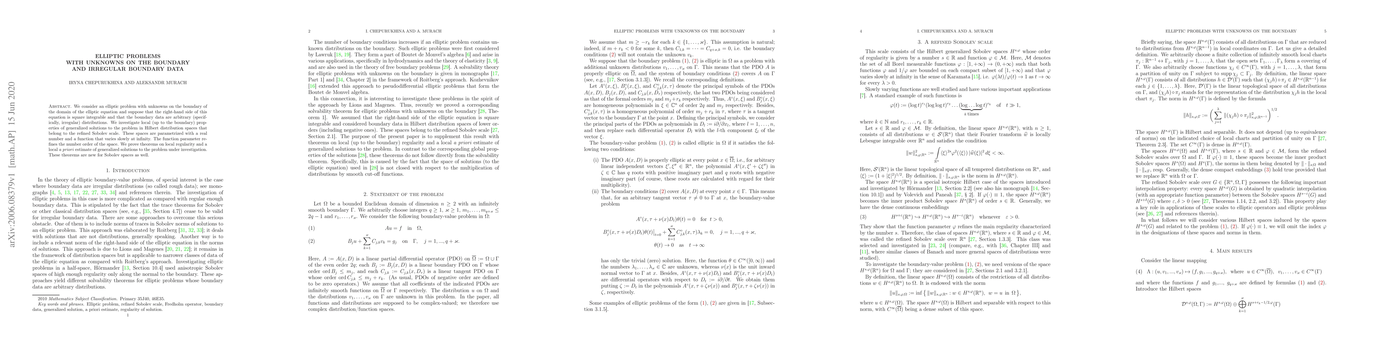 Thumbnail for Elliptic problems with unknowns on the boundary and irregular boundary
  data