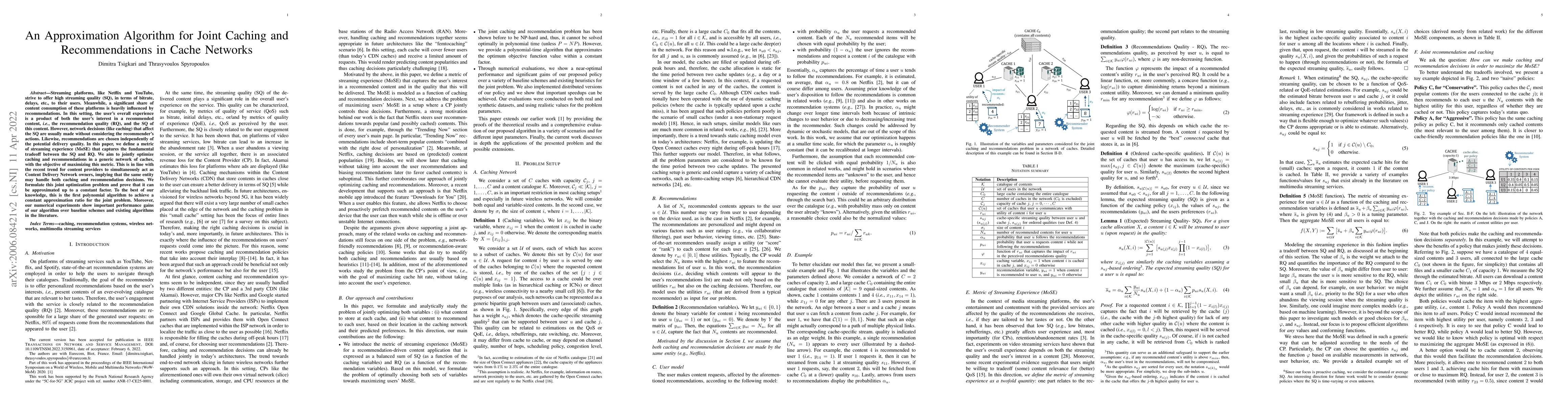 Thumbnail for An approximation algorithm for joint caching and recommendations in
  cache networks