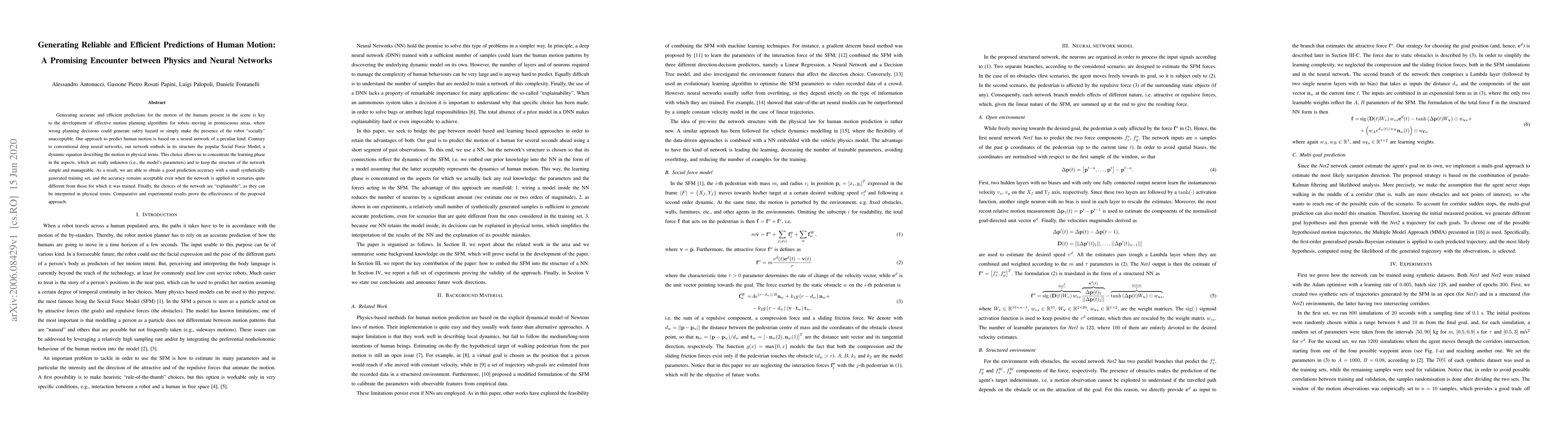 Thumbnail for Generating Reliable and Efficient Predictions of Human Motion: A
  Promising Encounter between Physics and Neural Networks
