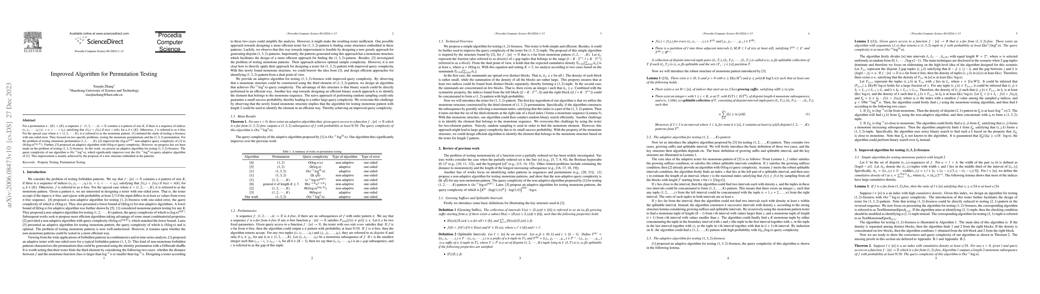 Thumbnail for Improved Algorithm for Permutation Testing