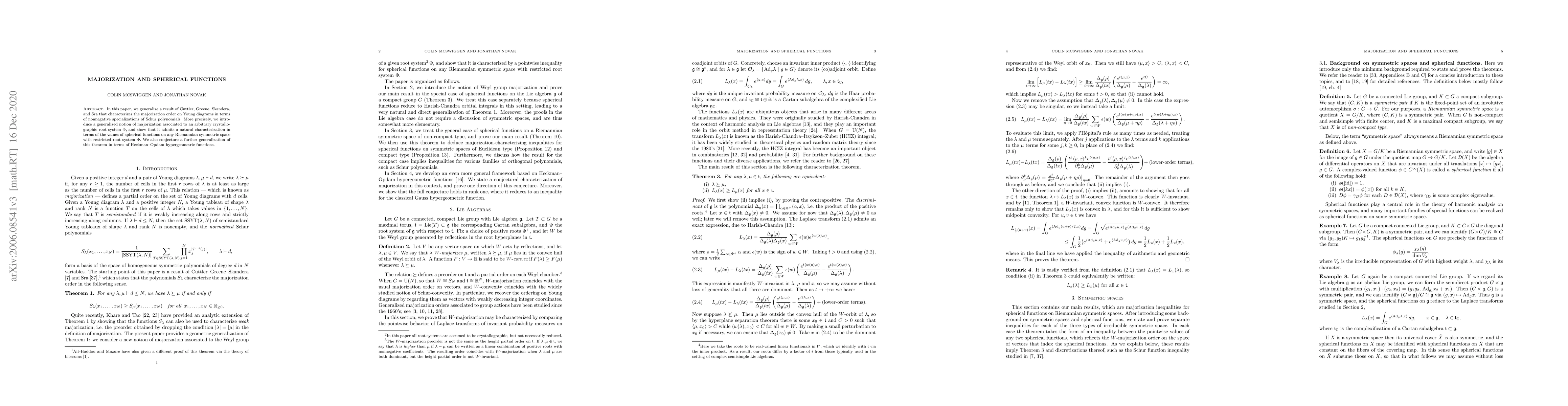 Thumbnail for Majorization and Spherical Functions