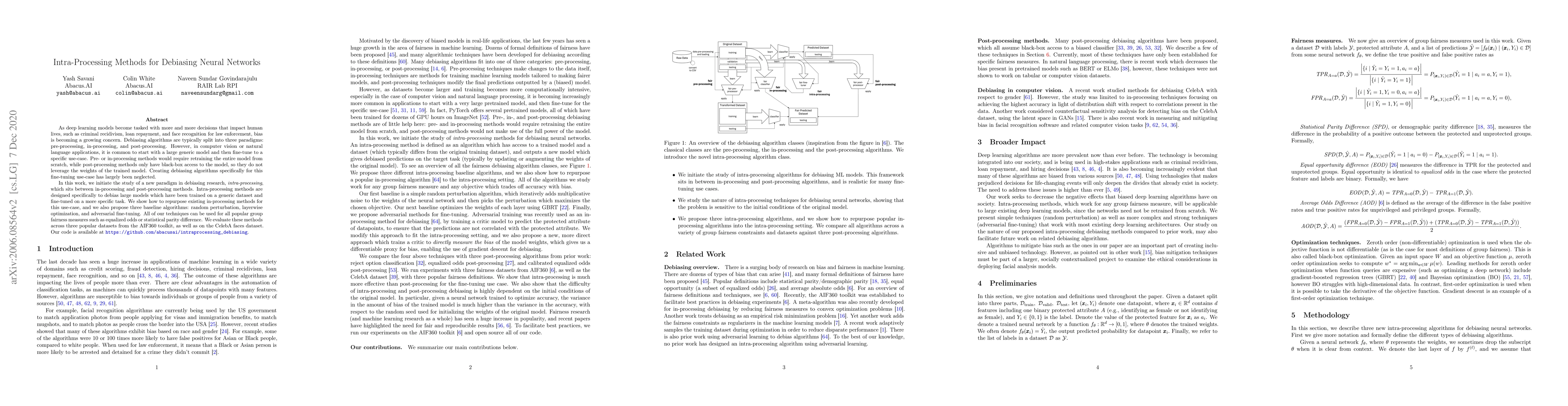 Thumbnail for Intra-Processing Methods for Debiasing Neural Networks