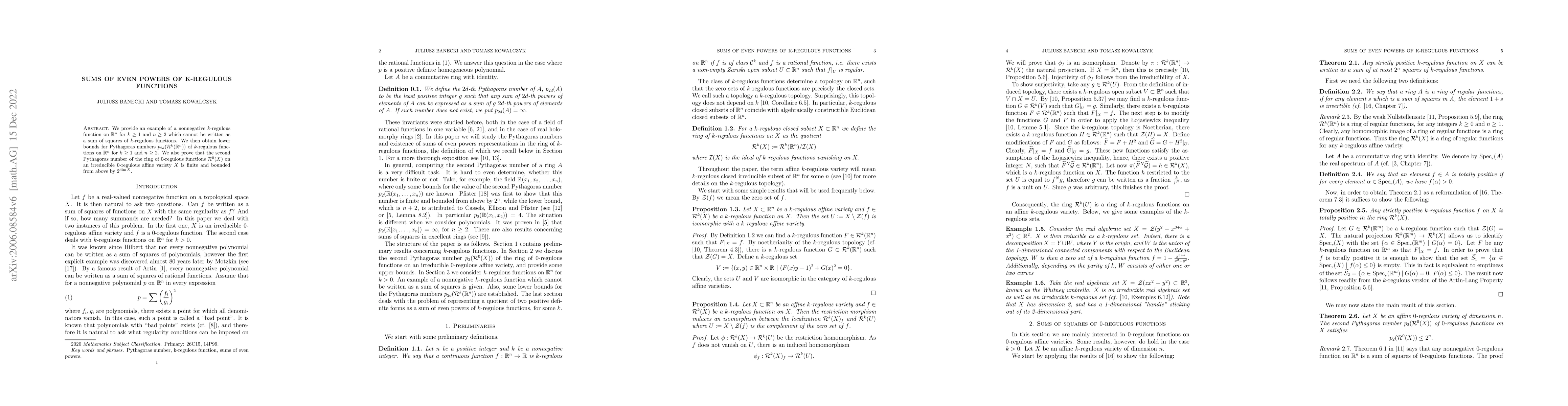 Thumbnail for Sums of even powers of k-regulous functions