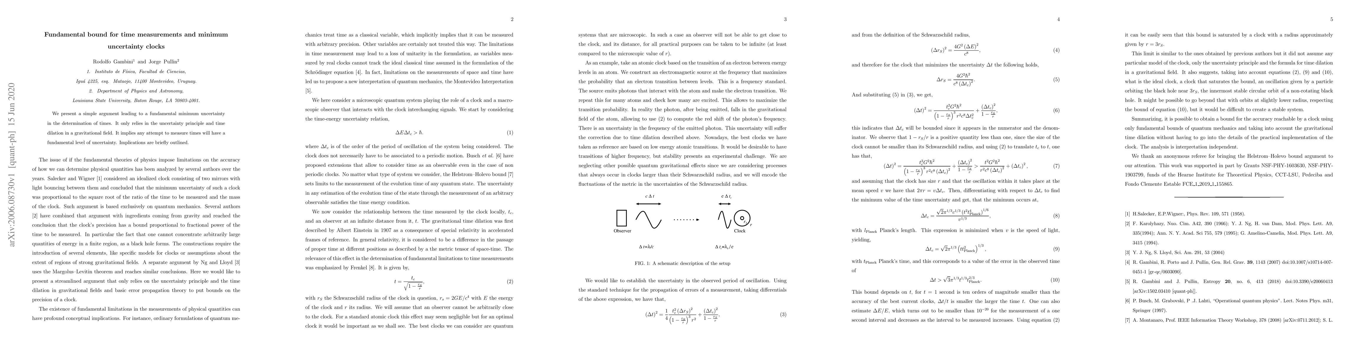 Thumbnail for Fundamental bound for time measurements and minimum uncertainty clocks