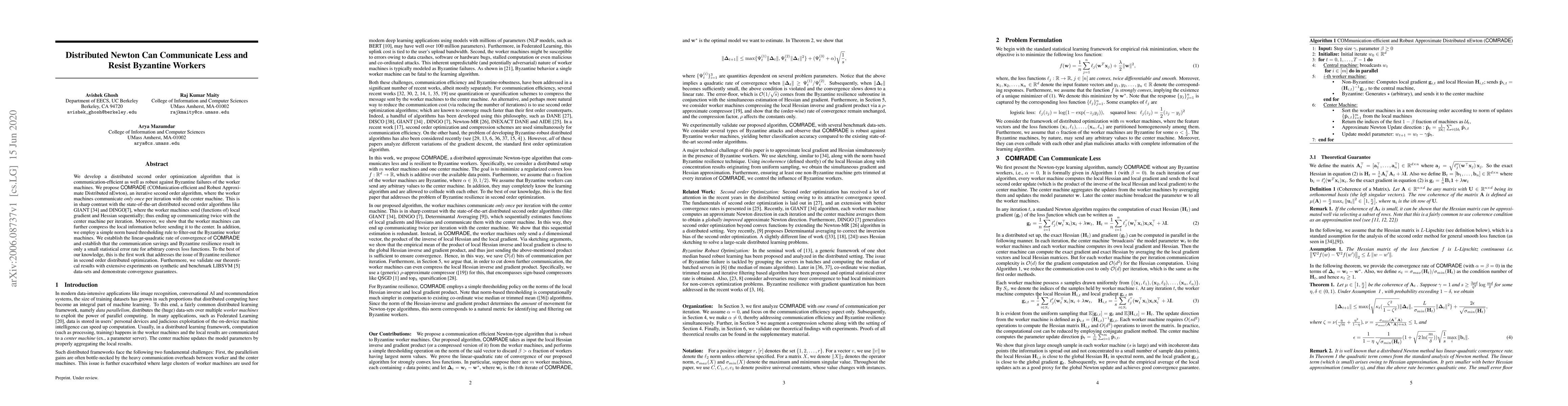 Thumbnail for Distributed Newton Can Communicate Less and Resist Byzantine Workers